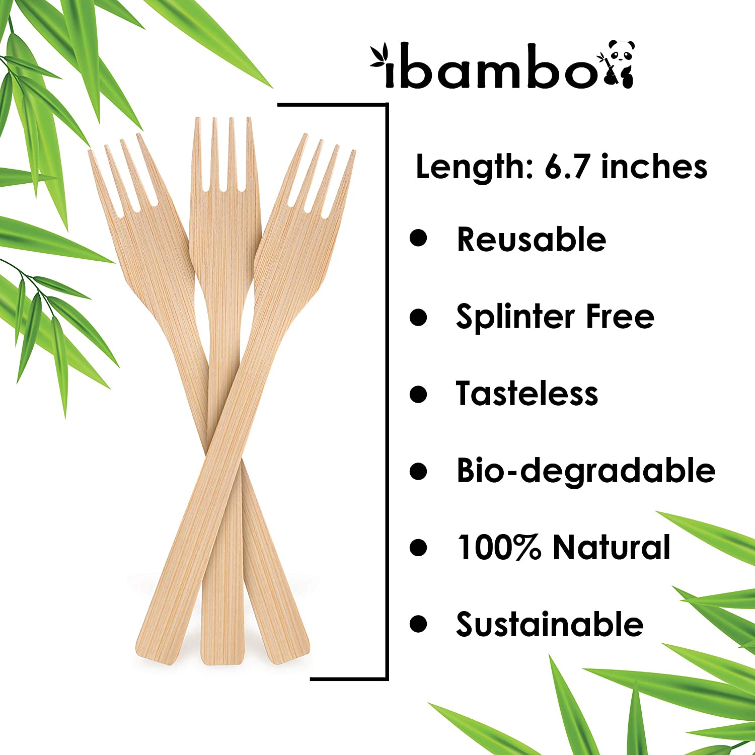 Heavy Duty & Fully Functional 360PCS Combo Pack Carbonized Disposable Cutlery Biodegradable and Sanitized 100% Bamboo Utensils 